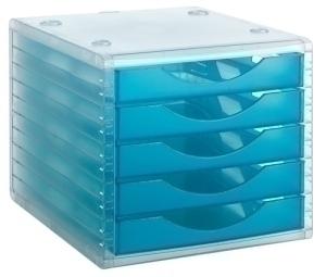 MODULO 5 CAJONES ARCHIVOTEC TRASLUCIDO CRISTAL/AZUL MAR /4005 LG TL