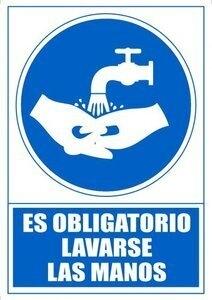 SEÑAL SERIGRAFIADA 1 TINTA AZUL ES OBLIGATORIO LAVARSE LAS MANOS