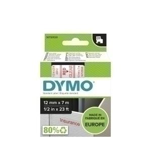 CINTA de ROTULAR DYMO LM D1 7m 12mm ROJO sobre TRANSPARENTE (45012)