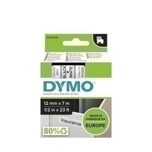 CINTA de ROTULAR DYMO LM D1 7m 12mm NEGRO sobre BLANCO