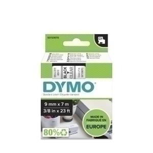 CINTA de ROTULAR DYMO LM D1 7m  9mm NEGRO sobre TRANSPARENTE (40910)