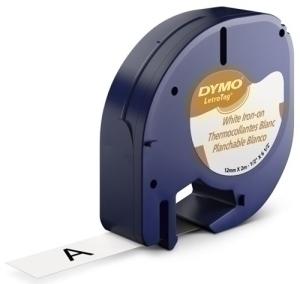 CINTA de ROTULAR DYMO LETRATAG para ROPA 2m 12mm NEGRO sobre BLANCO (18769)