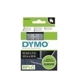 CINTA de ROTULAR DYMO LM D1 7m 12mm BLANCO sobre TRANSPARENTE (45020)