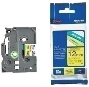 CINTA de ROTULAR BROTHER LAMINADA 8m 12mm NEGRO sobre AMARILLO