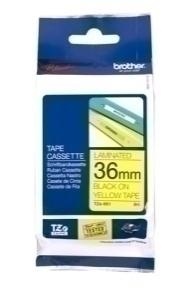 CINTA de ROTULAR BROTHER LAMINADA 8m 36mm NEGRO sobre AMARILLO