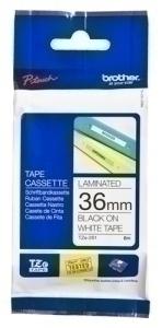 CINTA de ROTULAR BROTHER LAMINADA 8m 36mm NEGRO sobre BLANCO