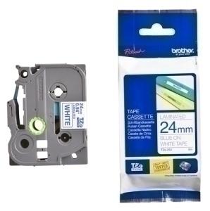 CINTA de ROTULAR BROTHER LAMINADA 8m 24mm AZUL sobre BLANCO