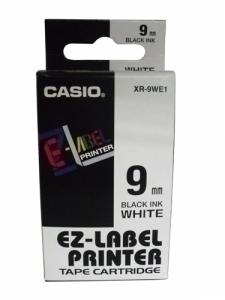 CINTA de ROTULAR CASIO 8m  9mm NEGRO sobre BLANCO (XR-9WE1)