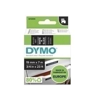 CINTA de ROTULAR DYMO LM D1 7m 19mm BLANCO sobre NEGRO (45811)