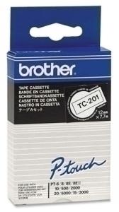 CINTA de ROTULAR BROTHER LAMINADA 7,7m 12mm NEGRO sobre BLANCO