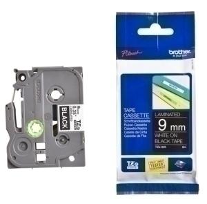 CINTA de ROTULAR BROTHER LAMINADA 8m  9mm BLANCO sobre NEGRO