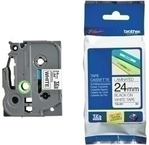 CINTA ROTULAR BROTHER LAMINADA 8M 24MM NEGRO BLANCO /TZE-251