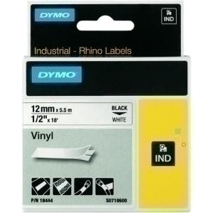 CINTA de ROTULAR DYMO RHINO ID1 VINILO 5,5m 12mm NEGRO sobre BLANCO (18444)