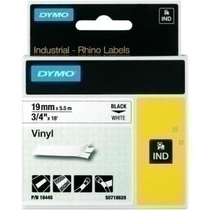 CINTA de ROTULAR DYMO RHINO ID1 VINILO 5,5m 19mm NEGRO sobre BLANCO (18445)