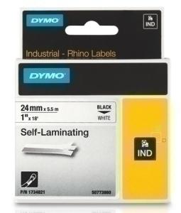 CINTA de ROTULAR DYMO RHINO ID1 VINILO 5,5m 24mm NEGRO sobre BLANCO AUTOLAMINADO (1734821)