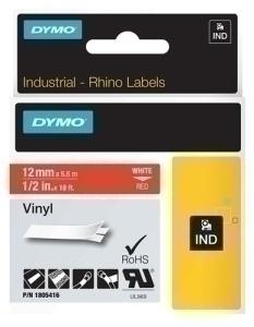 CINTA de ROTULAR DYMO RHINO ID1 VINILO 5,5m 12mm BLANCO sobre ROJO (1805416)