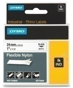 CINTA de ROTULAR DYMO RHINO ID1 NYLON FLEX.3,5m 24mm NEGRO sobre BLANCO (1734524)