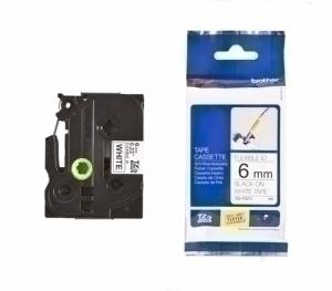 CINTA de ROTULAR BROTHER LAMINADA FLEXIBLE 8m  6mm NEGRO sobre BLANCO