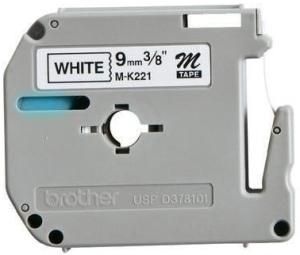 CINTA de ROTULAR BROTHER NO LAMINADA 8m 9mm BLANCO sobre NEGRO