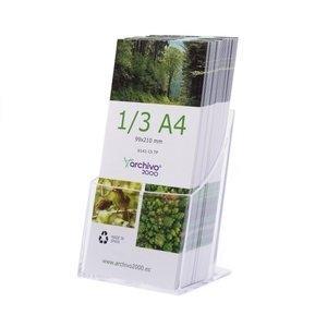 PORTAFOLLETOS SOBREMESA A.2000 1/3 DE A4 VERTICAL 1 COMPARTIMENTO PREMIUM CRISTAL