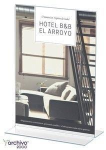 EXPOSITOR SOBREMESA EN FORMA DE T A4 VERTICAL CRISTAL