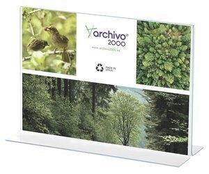 EXPOSITOR SOBREMESA EN FORMA DE T A4 HORIZONTAL CRISTAL