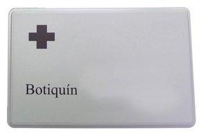 BOTIQUIN OUTAS PORTABLE PLASTICO GRIS(esparadrapo, 3 vendajes compresivos, compresa para quemados 60x80, compresa para quemados