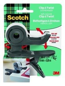 PORTARROLLOS SCOTCH CLIP&TWIST C19 GRIS PIZARRA + CINTA SCOTCH MAGIC