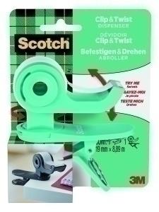 PORTARROLLOS SCOTCH CLIP&TWIST C19 VERDE + CINTA /C19-CLIP-TL-EMEA