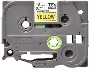 CINTA de ROTULAR BROTHER LAMINADA 8m 18mm NEGRO sobre AMARILLO