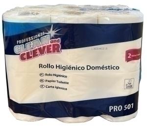 PAPEL HIGIENICO CLEAN&CLEVER DOMESTICO 2 CAPAS 23 METROS /C15062