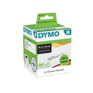 ETIQUETAS DYMO LABEL WRITER  28x89 mm PACK 2 ROLLOS 130 uds.PAPEL BLANCO DIRECCION (99010)