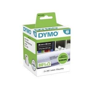 ETIQUETAS DYMO LABEL WRITER  36x89 mm PACK 2 ROLLOS 260 uds.PAPEL BLANCO DIRECCION (99012)