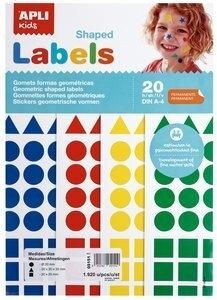 GOMETS APLI  BLISTER 20h A4 FIGURAS GEOM. (CL.,TR.,CD.) 20 mm 4 col.surt.(AM-AZ-RJ-VD) 1.920 uds. (05151)