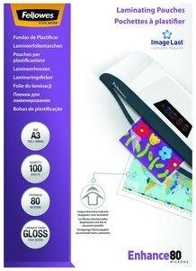 FUNDA PLASTIFICAR FELLOWES BRILLO 303x426 (A3) 80  PAQUETE de 100