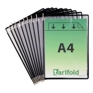 FUNDA TARIFOLD CON PIVOTES A4 con MARCO NEGRO PAQUETE de 10