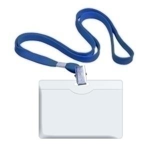 FUNDA DISTINTIVO FOROFIS RIGIDA con CINTA AZUL 57x90mm CAJA DE 50
