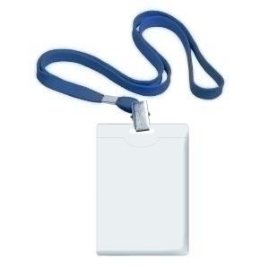 FUNDA DISTINTIVO FOROFIS VERTICAL con CINTA AZUL 90x58mm CAJA DE 50