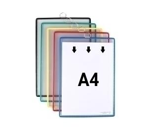 FUNDA PORTA CARTELES TARIFOLD COLGANTE A4 VERTICAL con ANILLA SURTIDO PACK de 5