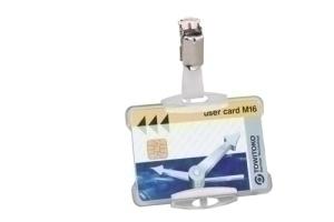 FUNDA DISTINTIVO DURABLE 8118 con PINZA para PASE de SEGURIDAD 54x85mm TRANSPARENTE PAQUETE de 25
