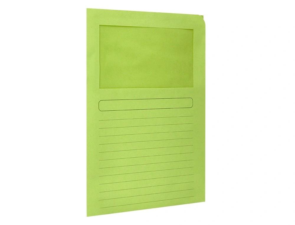 SUBCARPETA QCONECT A4 120G VERDE C/VENT. TRANSP. PACK 50 /53227