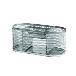 ORGANIZADOR SOBREMESA FOROFIS OVALADO METALICO MALLA PLATEADO