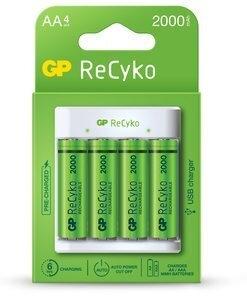 CARGADOR DE PILAS GP + 4 PILAS (2x AA 2100 Mah + 2x AAA 850 Mah) (G641)