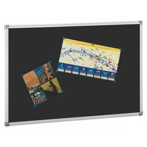 TABLERO CORCHO FAIBO SOLIDO TAPIZADO MARCO ALUMINIO 90x120 cm NEGRO