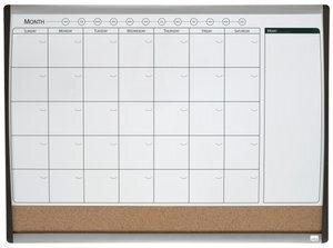 PIZARRA DOBLE USO REXEL (ORGANIZADOR MAGNETICO MENSUAL + CORCHO) 58,5x43 cm