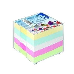 PORTA NOTAS FOROFIS 90x90 mm TRANSPARENTE CON 800 NOTAS EN 5 COLORES PASTEL INCLUIDAS