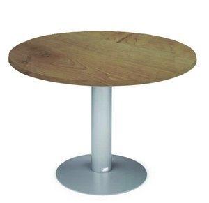 MESA ROCADA MEETING REDONDA DE JUNTAS DIAMETRO 100 cm. con PATA COLUMNA ALUMINIO TABLERO ROBLE