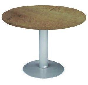 MESA ROCADA MEETING REDONDA DE JUNTAS DIAMETRO 120 cm. con PATA COLUMNA ALUMINIO TABLERO ROBLE