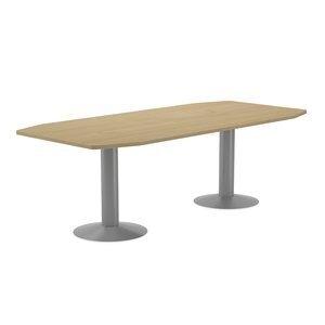 MESA ROCADA MEETING DE JUNTAS 220x100 PIES COLUMNA ALUMINIO TABLERO ROBLE