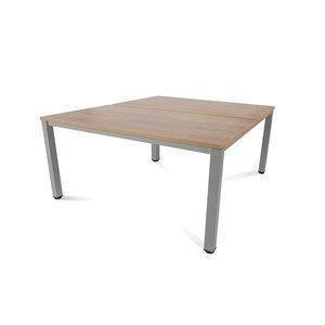 MESA ROCADA EXECUTIVE 160x163 ESTRUCTURA ALUMINIO TABLERO MELAMINA ROBLE